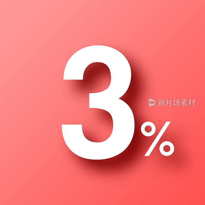 3% - 3%。图标在红色背景与阴影